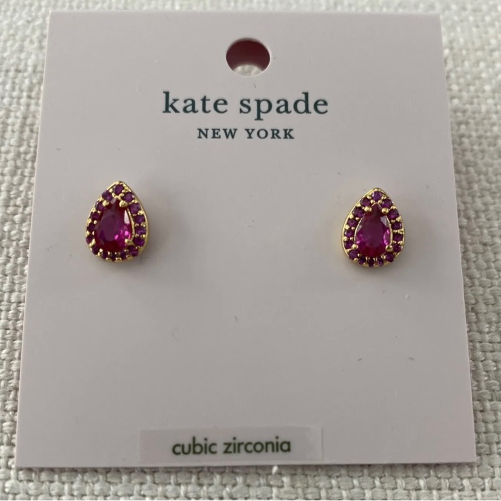 Kate spade Light Up The Room Dark Pink Teardrop Studs NWT